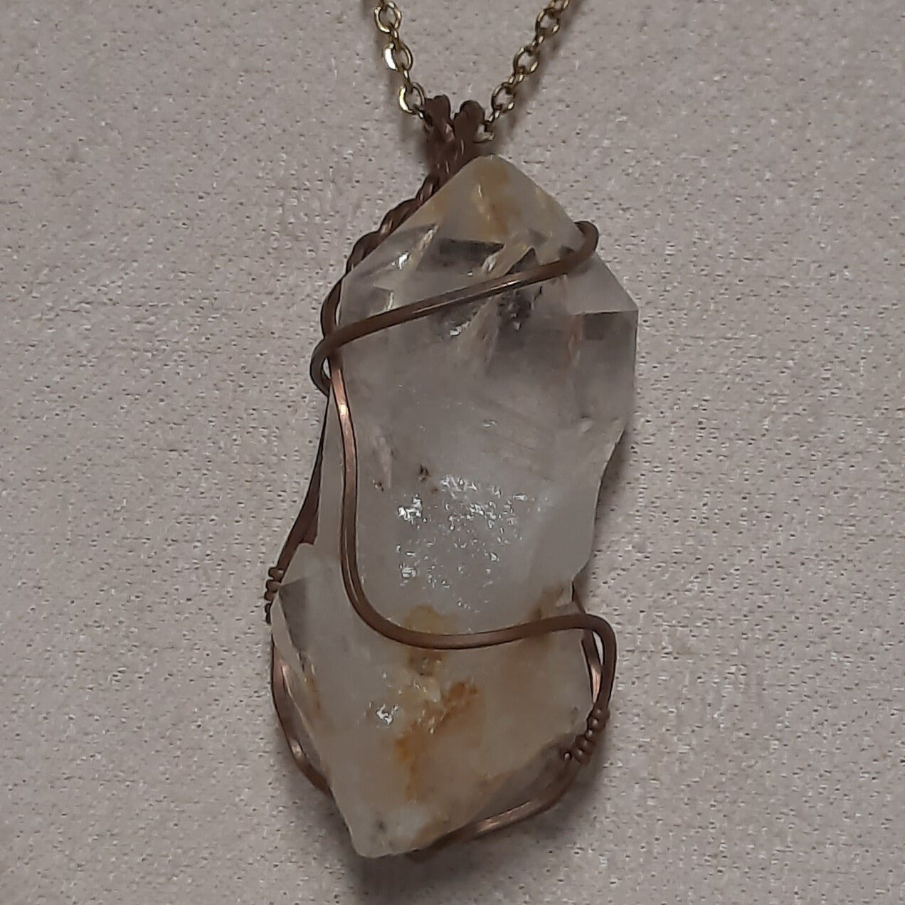 The Quartz With a Buddy (Copper-Wrapped Quartz Point Pendant)