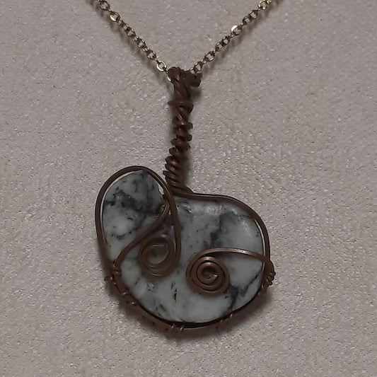 The Snowdrift Heart (Copper-Wrapped Pinolith Pendant)